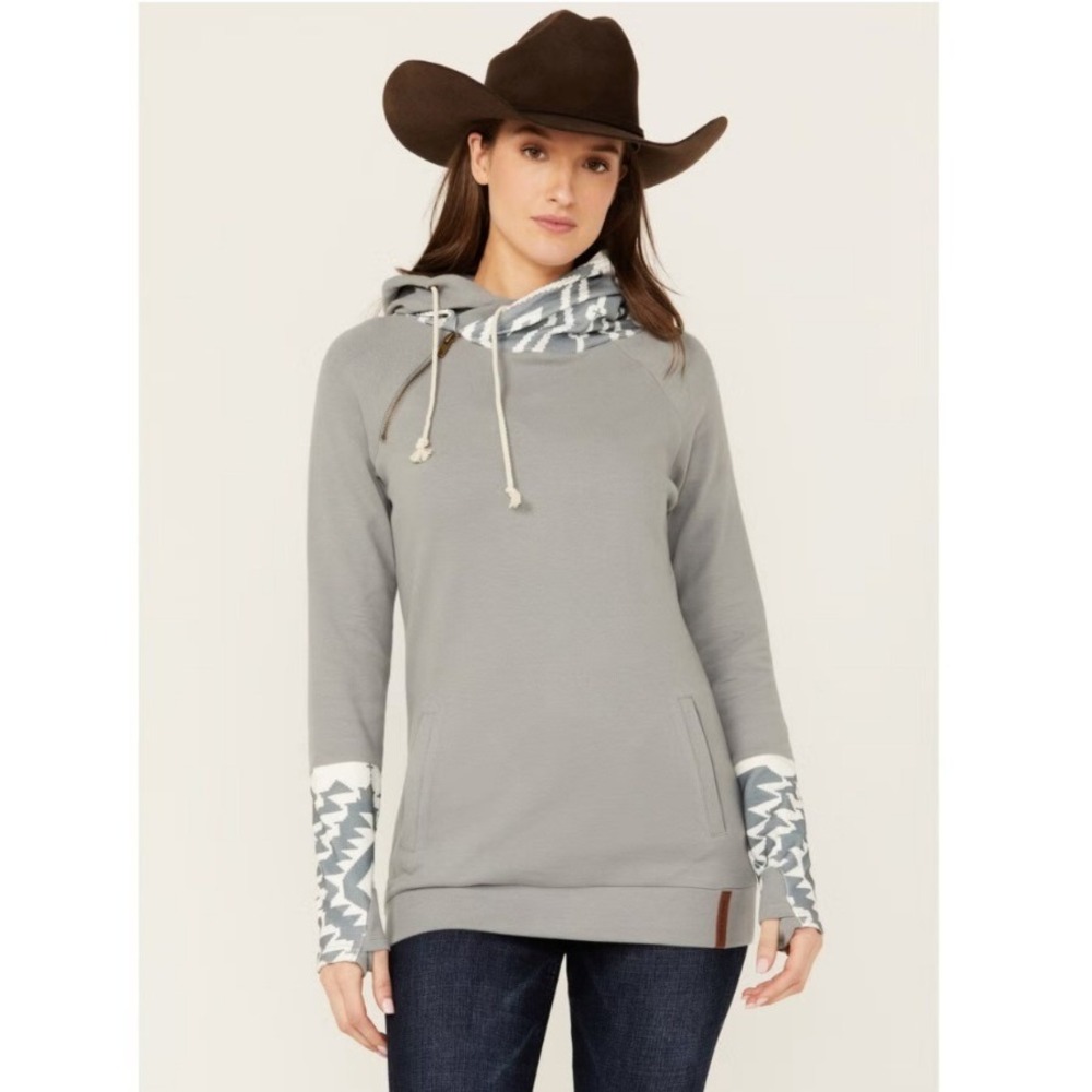 NWT Ampersand Avenue Women's Southwestern Print Mint Hooded Pullover - Size M